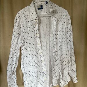 White Polka Dot Men's Shirt 14th&union trim fit XL star theme
